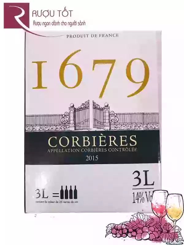 Vang bịch Pháp 1679 Corbieres 3L Thượng hạng