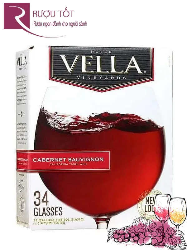 Rượu Vang Bịch Peter Vella Cabernet Sauvignon 5L